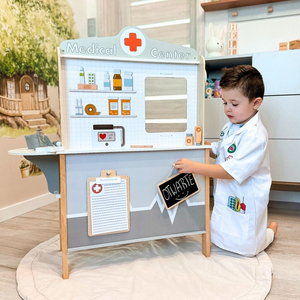 Medinė gydytojo kabineto ligoninė XXL - gydytojo rinkinys su priedais