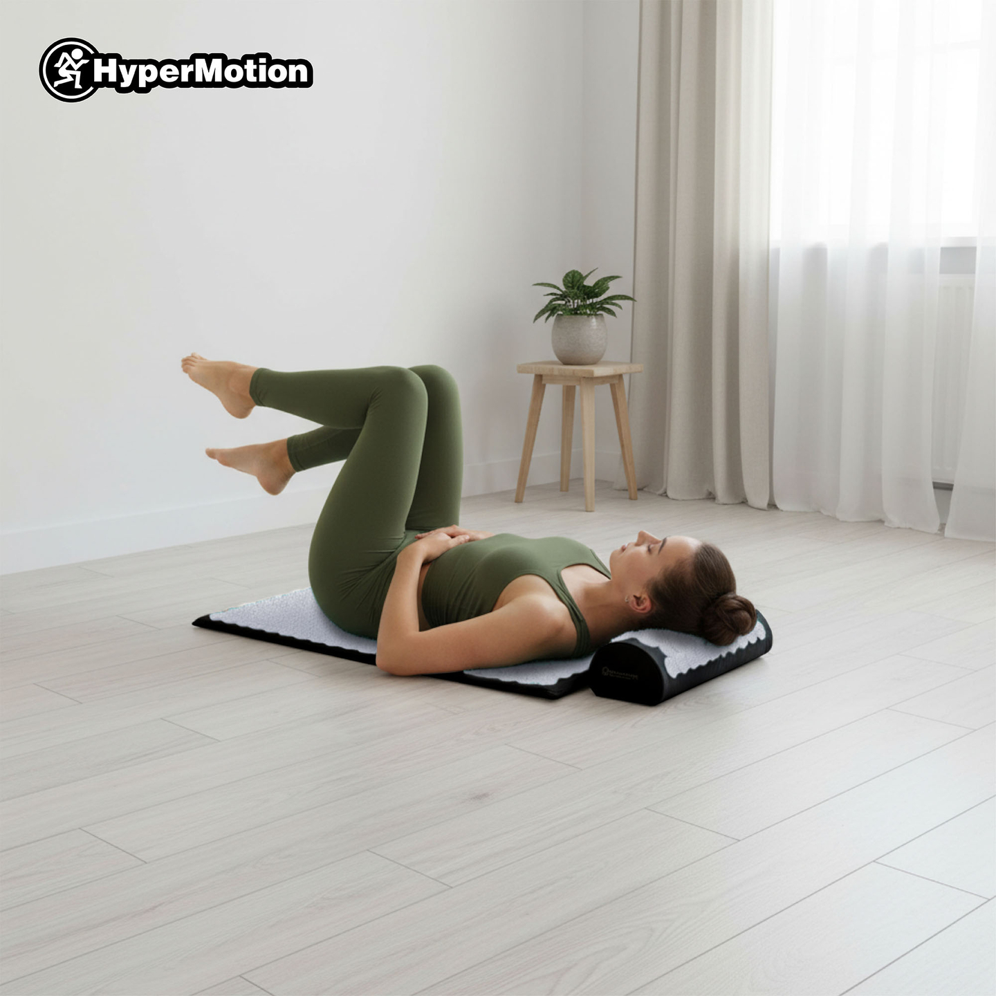 Akupresūros kilimėlis su pagalvėle ir užvalkalu – 72 cm „HyperMotion“ juodos ir baltos spalvos