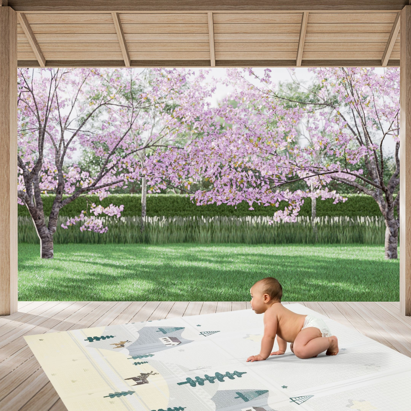 Dvipusis putų kilimėlis XXL - sulankstomas 1 CM (kalnų ir kelių)