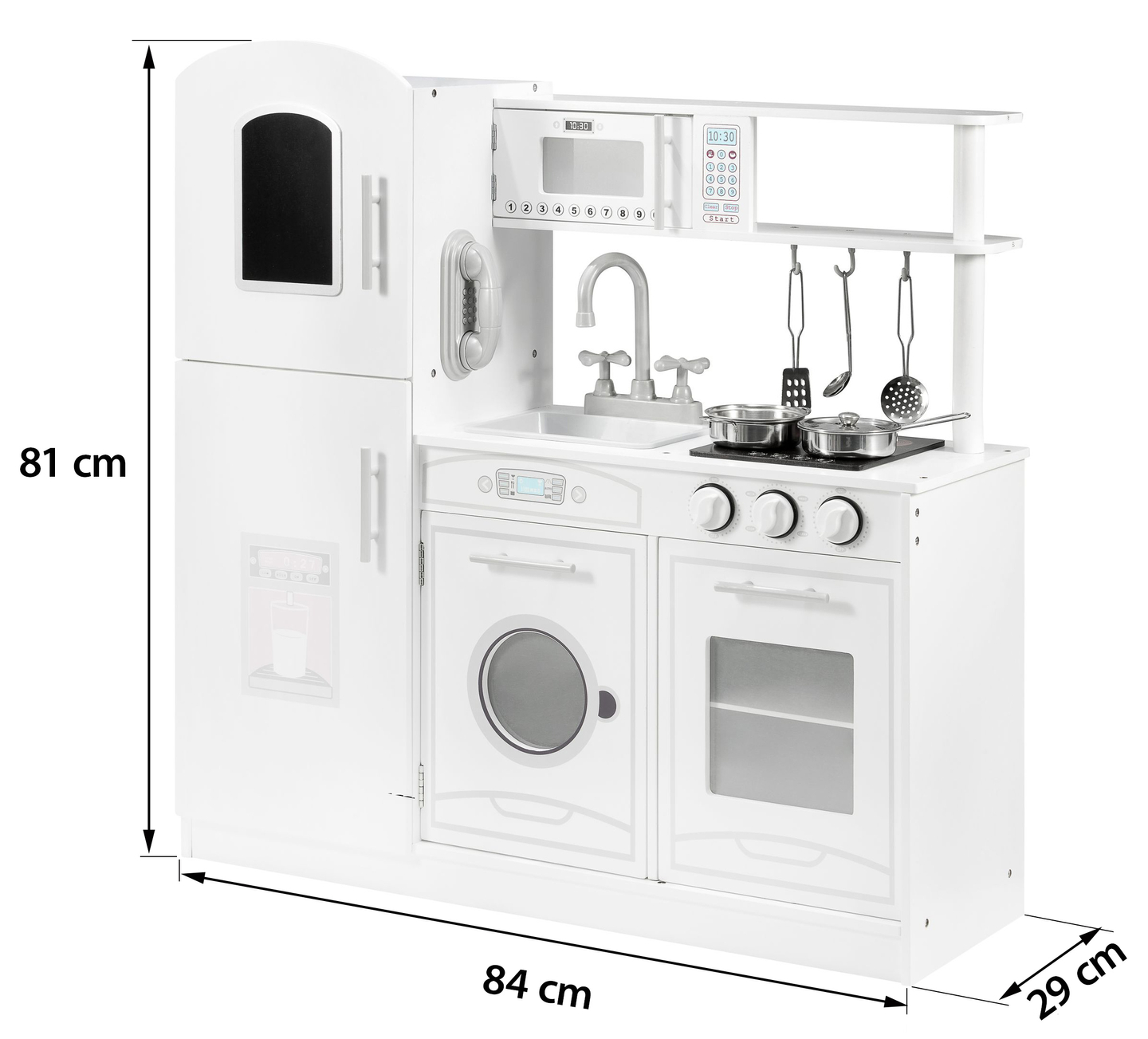 Dideli mediniai balti virtuvės reikmenys ir prijuostė