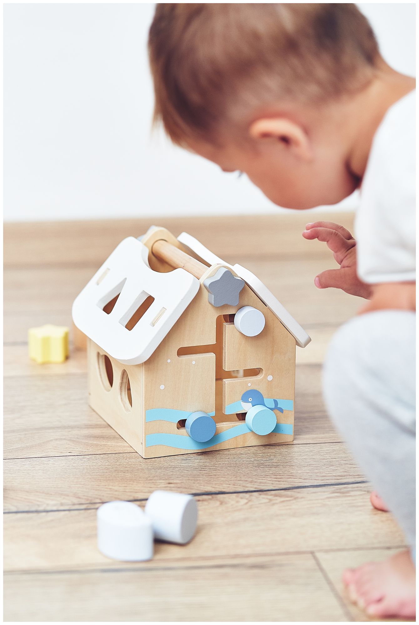 Sorteris - mokomasis medinis namelis su kaladėlėmis