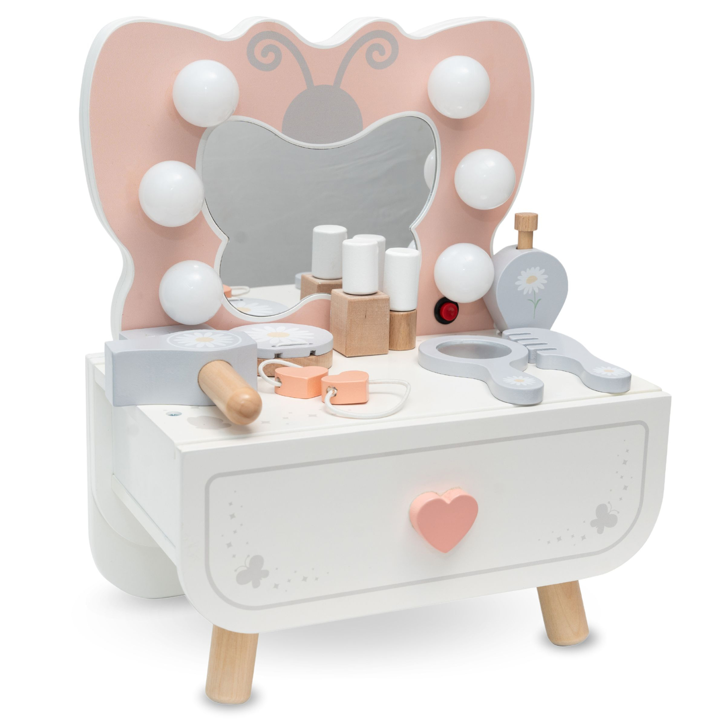 Medinis mini tualetinis staliukas su LED apšvietimu - Butterfly