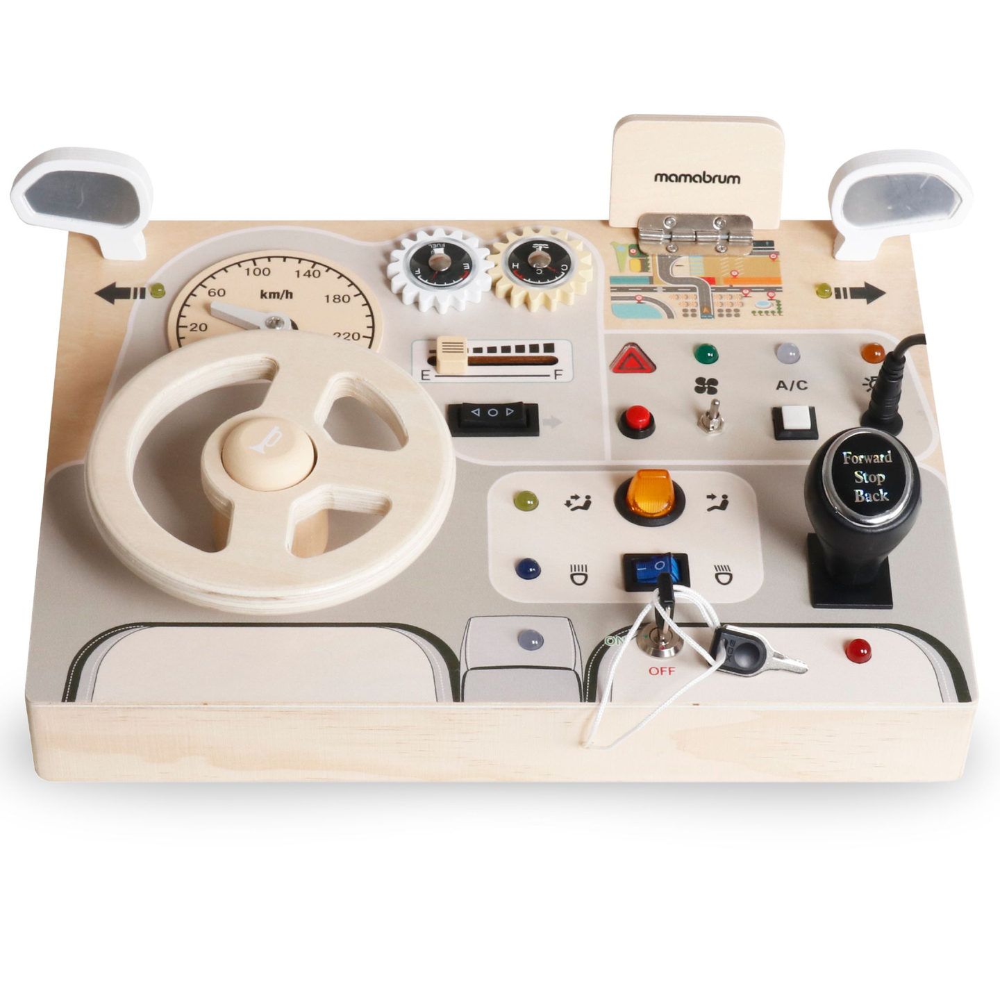 Montessori medinė žaidimų lenta mažiems vaikams - automobilio prietaisų skydelis