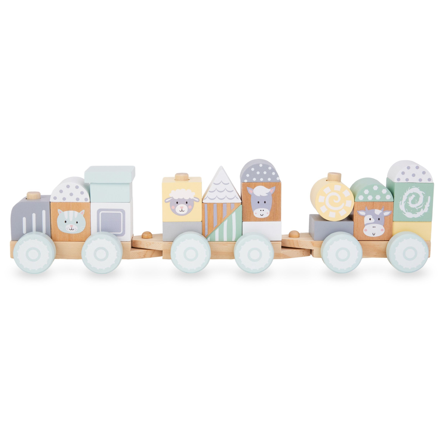 Medinis traukinys su blokeliais berniukui - Ūkis