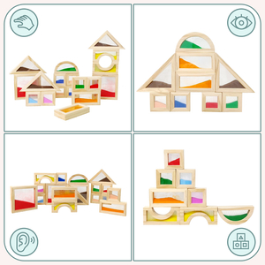 Medinės sensorinės kaladėlės - 18 vienetų