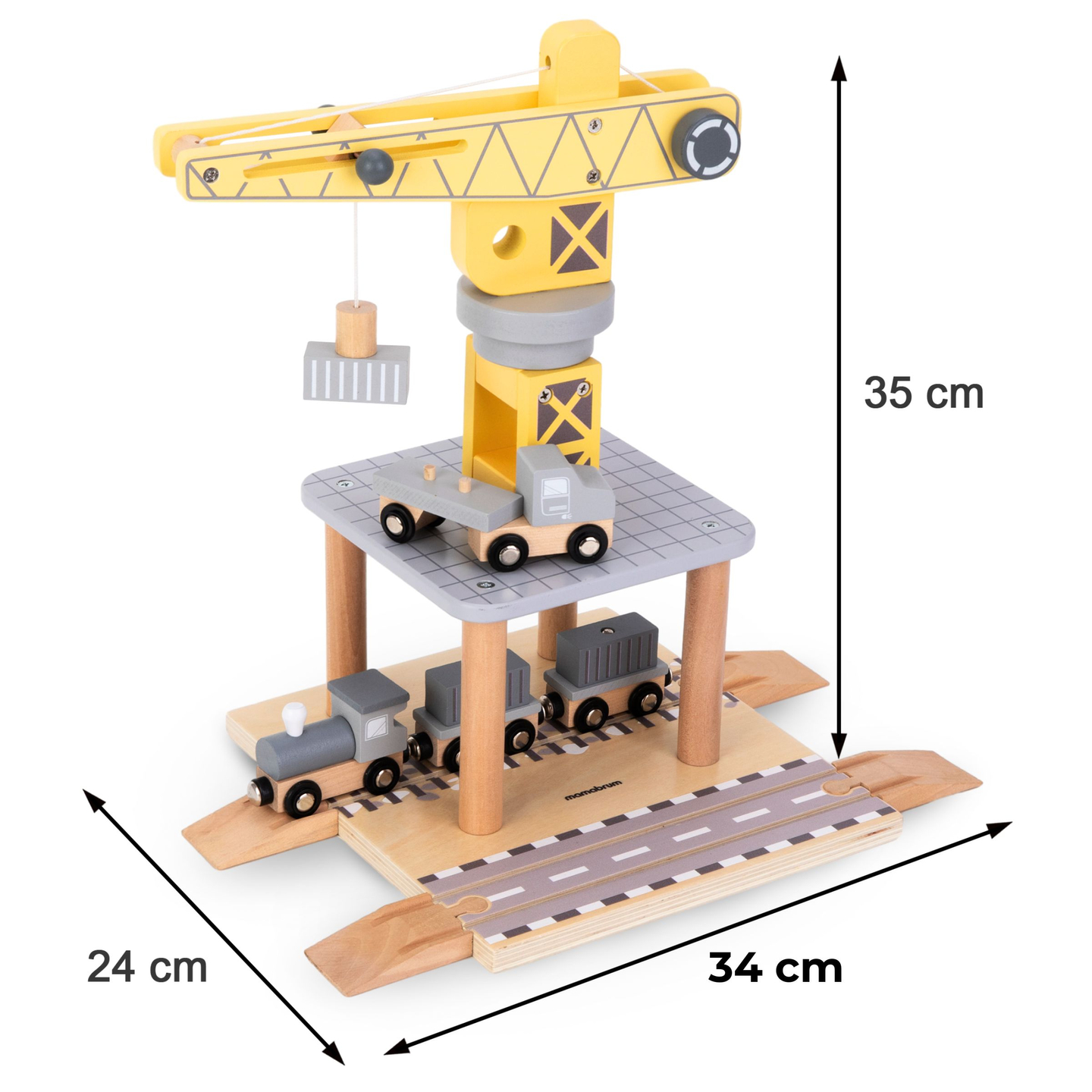 Mobilusis uosto kranas su magnetine gervute ir priedais - medinis rinkinys