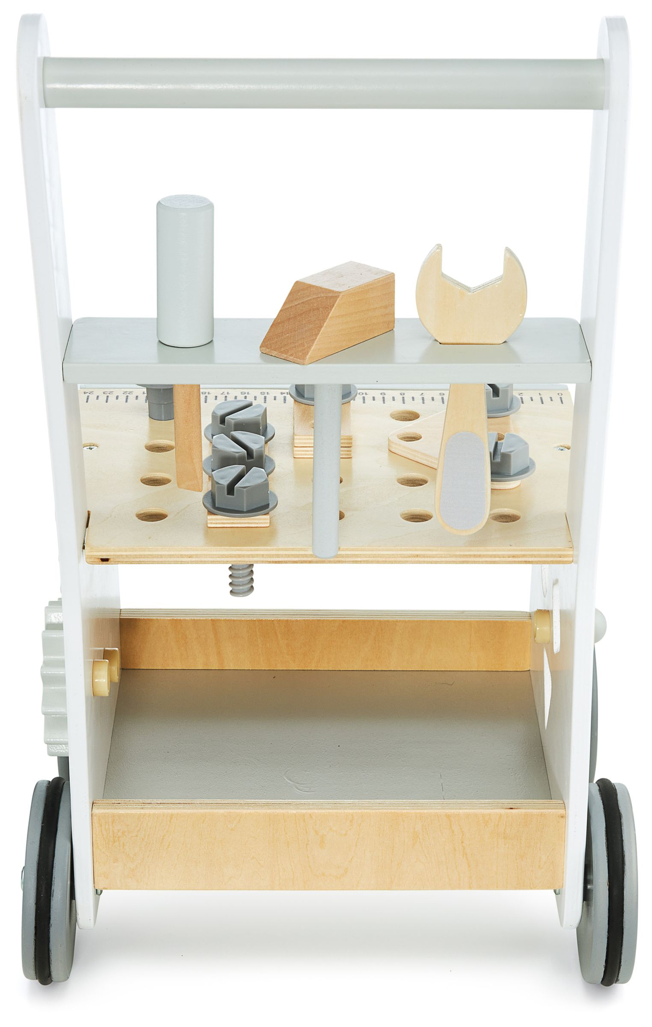 Medinė vaikštynė, stumdyklė ir dirbtuvės "3 viename" - 47 elementai