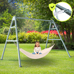 Dvigubos sūpynės su priedais - plieninis rėmas - eršketo lizdas, sūpynės ir hamakas