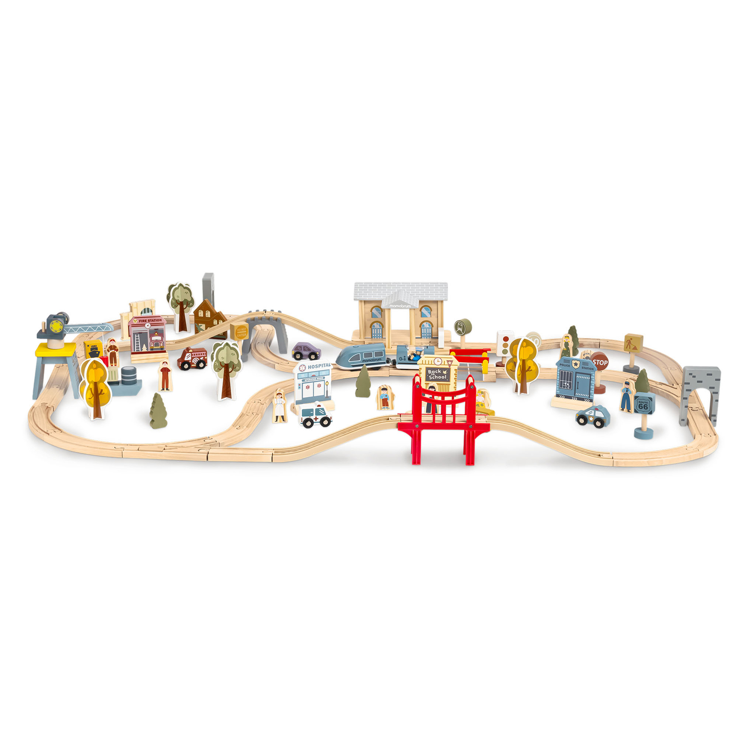 Medinis miesto geležinkelis su elektriniu traukiniu – judančiu kranu, laivu, tiltais