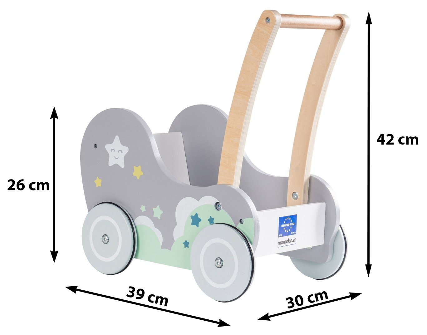 Medinis vežimėlis vaikštynė