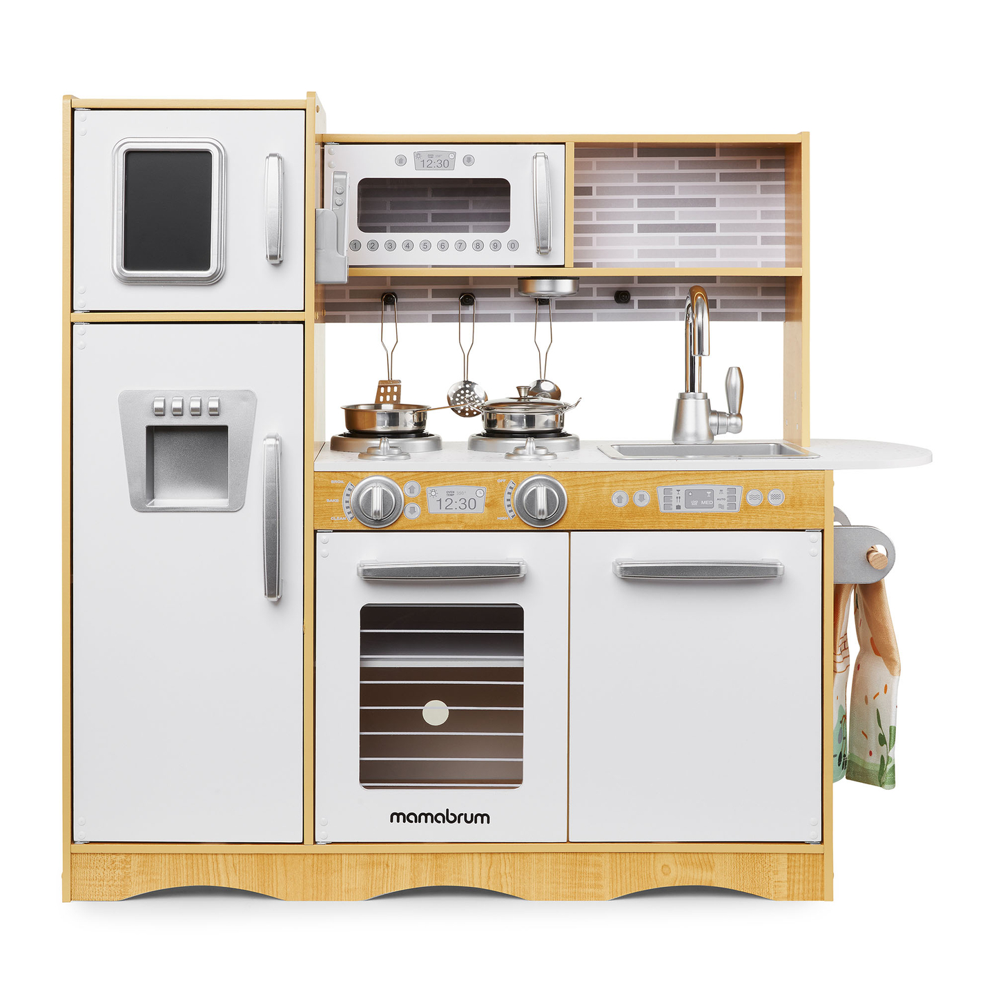 XXL medinė virtuvė su LED apšvietimu, prijuoste ir priedais