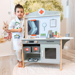 Medinė gydytojo kabineto ligoninė XXL - gydytojo rinkinys su priedais