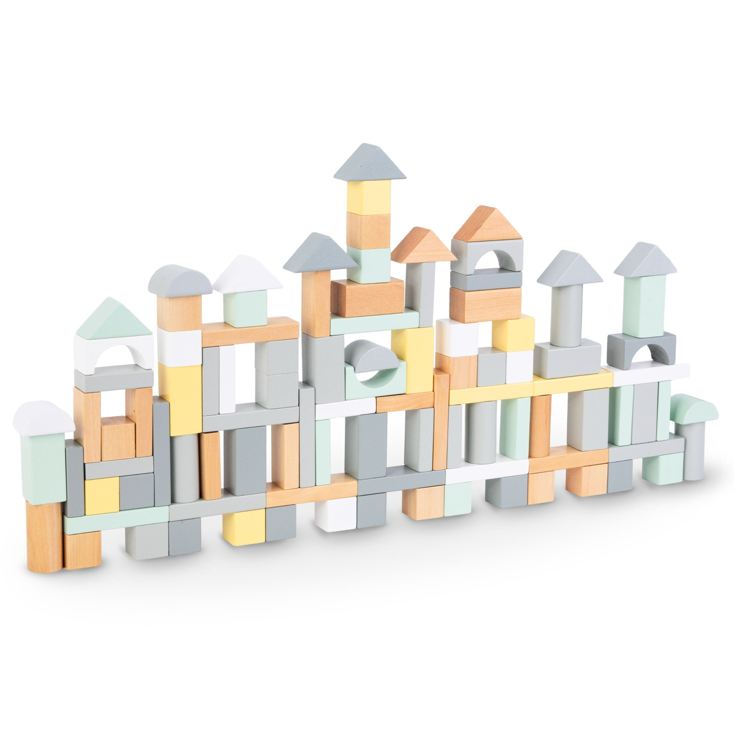 Pastelinės medinės kaladėlės - 100 XL dalių rinkinys