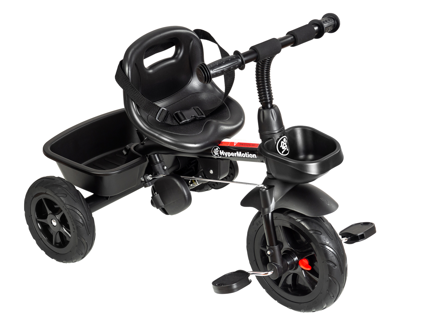 "HyperMotion TOBI VECTOR" triratukas - amžini pripučiami ratai + stūmimo strypas. Spalva: juoda.