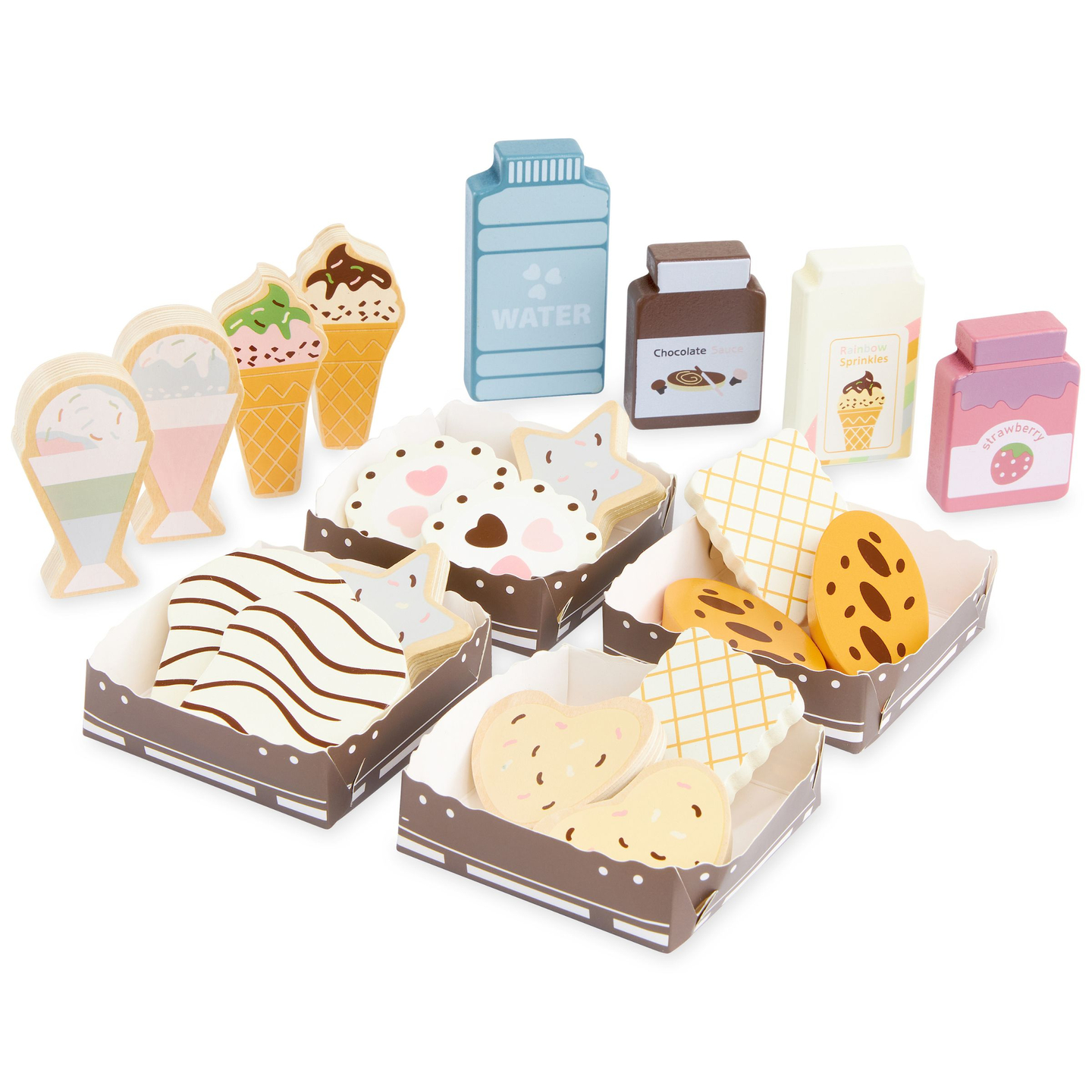 Sulankstoma medinė parduotuvė - kavinė, cukrainė su priedais