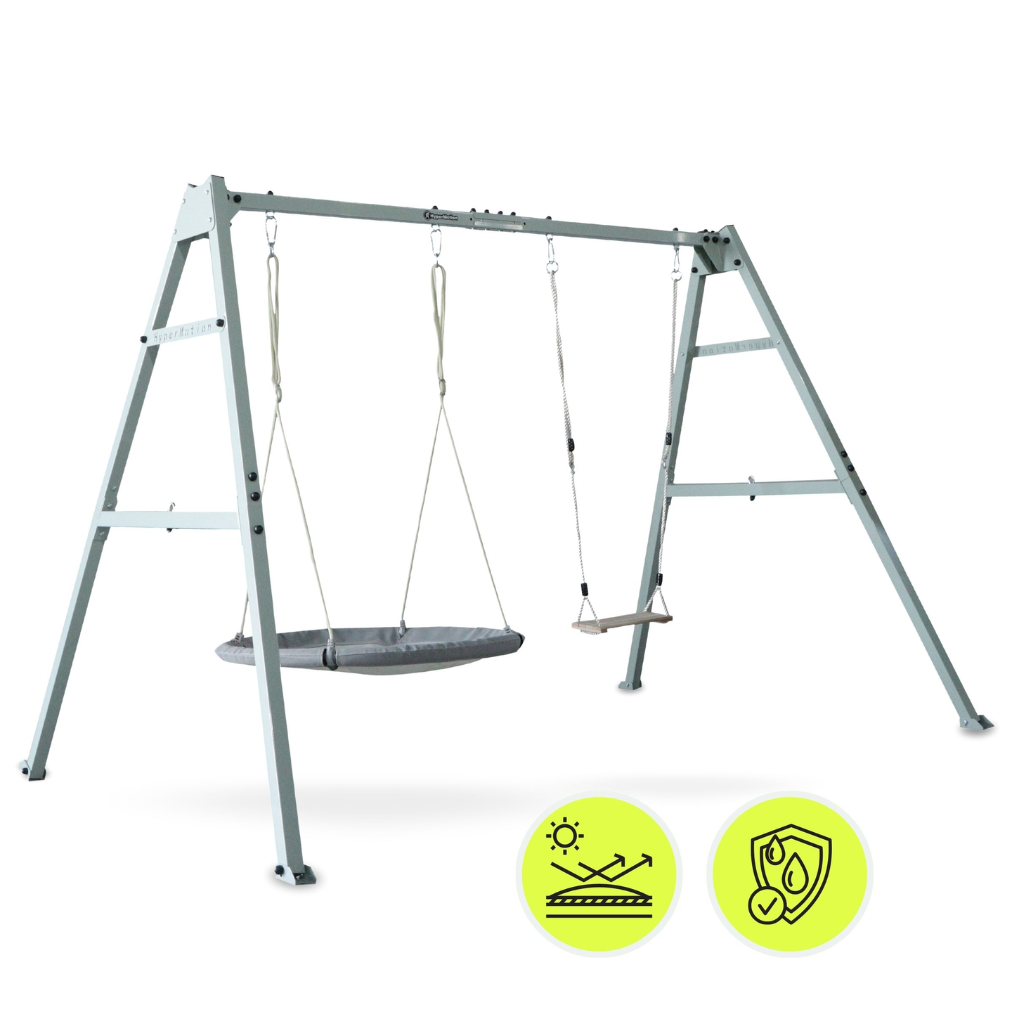 Dvigubos sūpynės su priedais - plieninis rėmas - eršketo lizdas, sūpynės ir hamakas