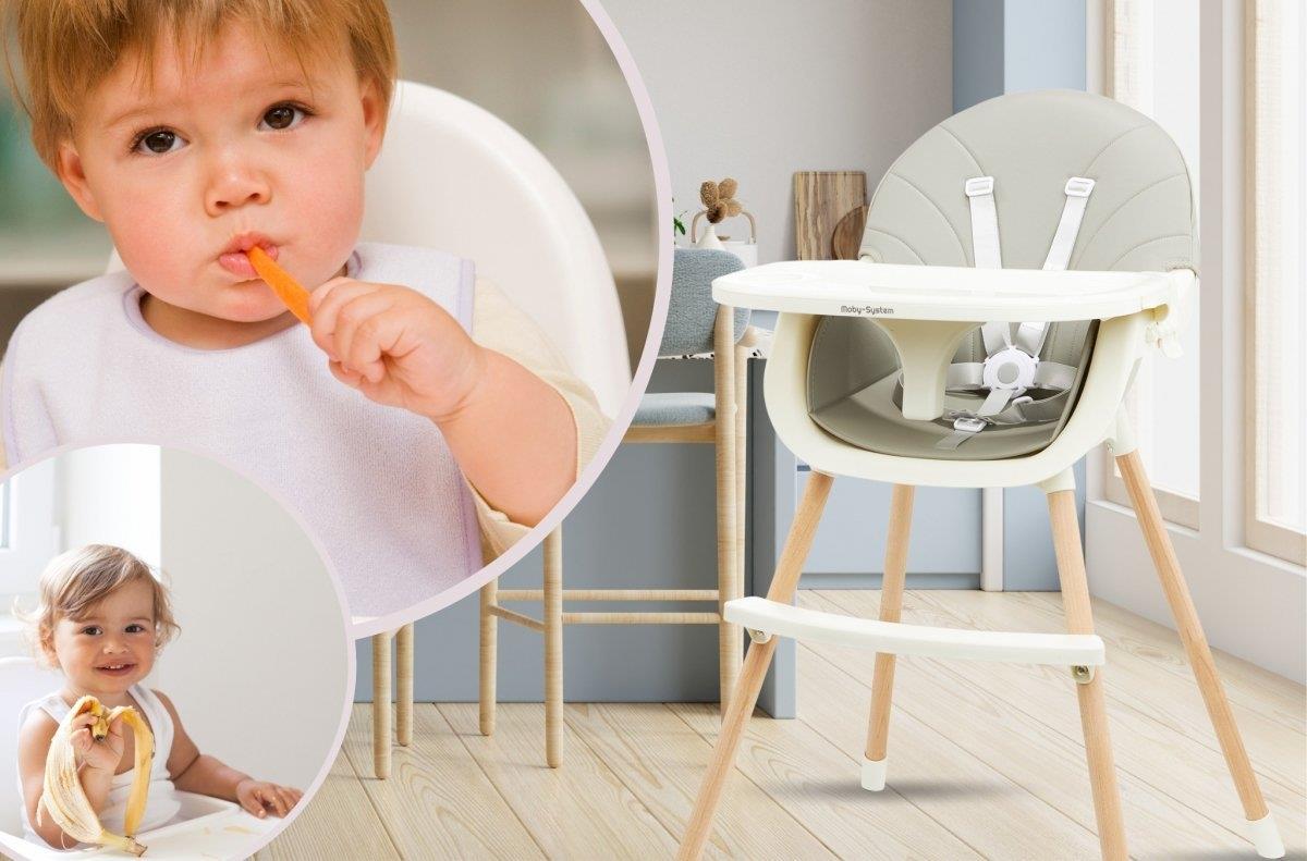 AMELIA maitinimo kėdutė 3in1 Moby-System, pilka