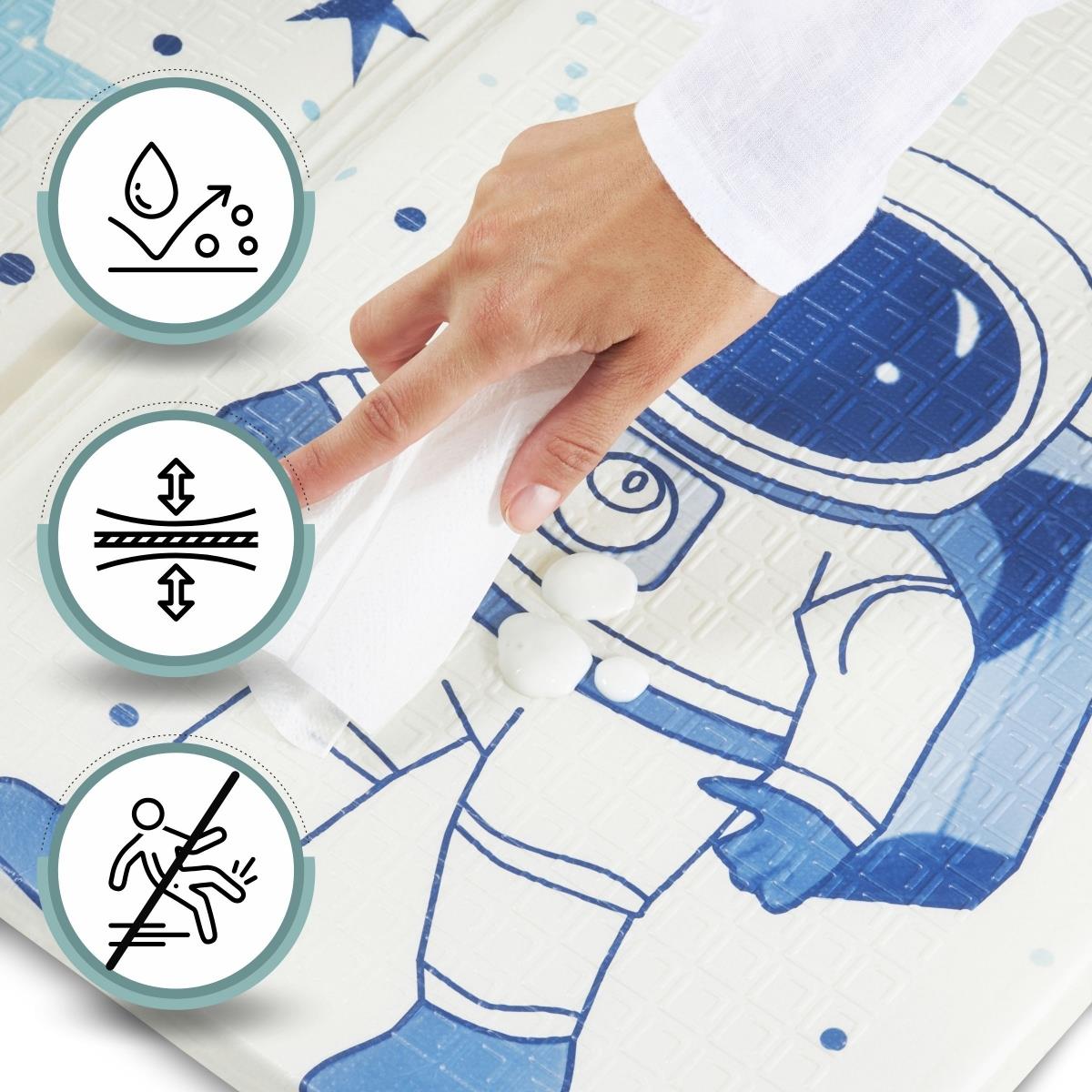 Dvipusis sulankstomas putplasčio kilimėlis 180 x 120 x 1 cm - Kosmosas / geometriniai trikampiai