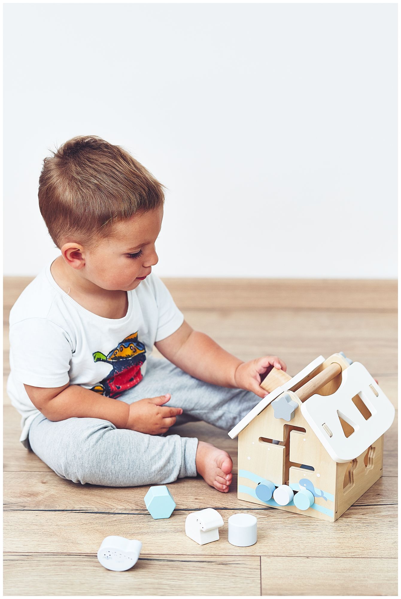 Sorteris - mokomasis medinis namelis su kaladėlėmis