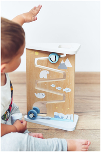 Medinė dvipusė sensorinė manipuliavimo lenta