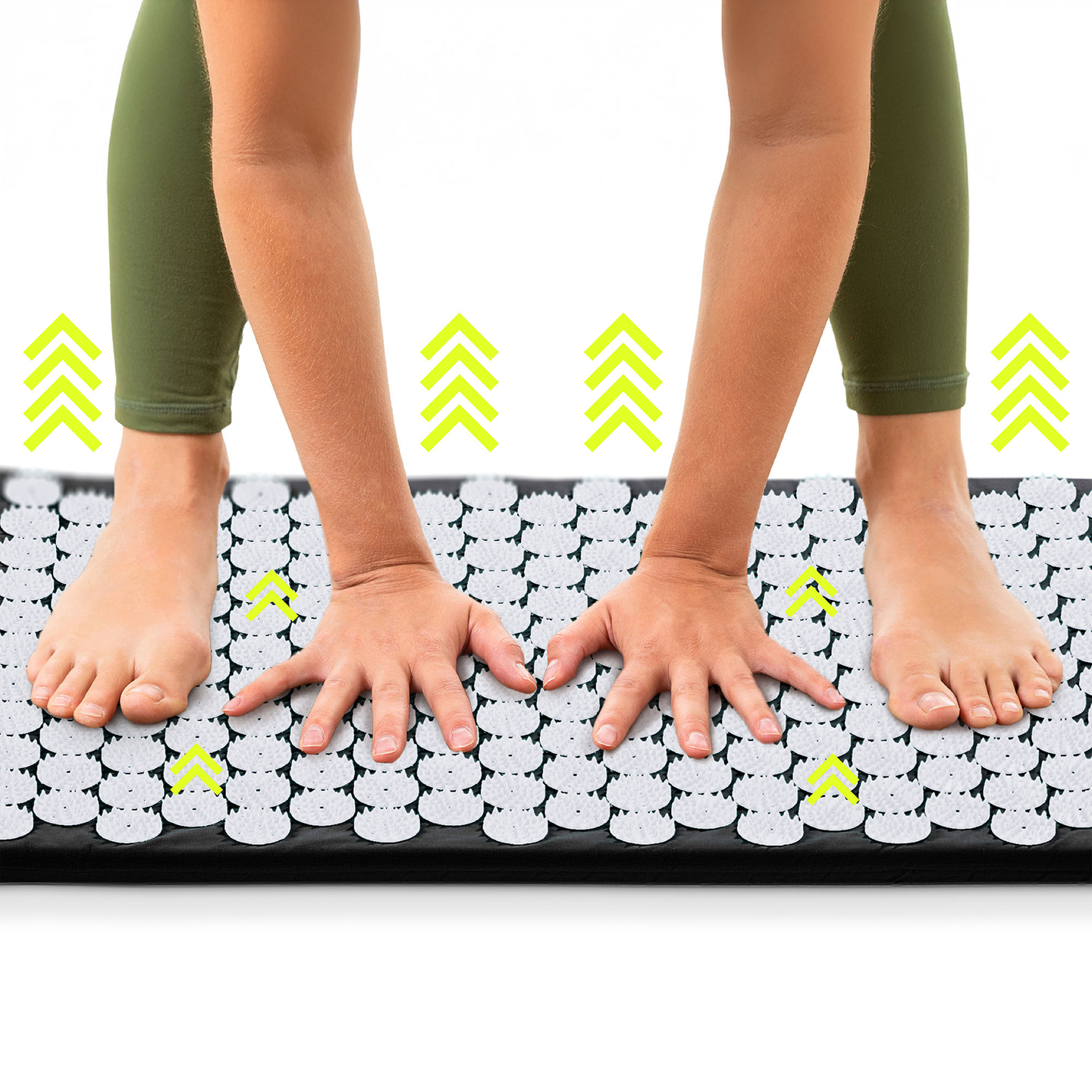 Akupresūros kilimėlis su pagalvėle ir užvalkalu – 72 cm „HyperMotion“ juodos ir baltos spalvos