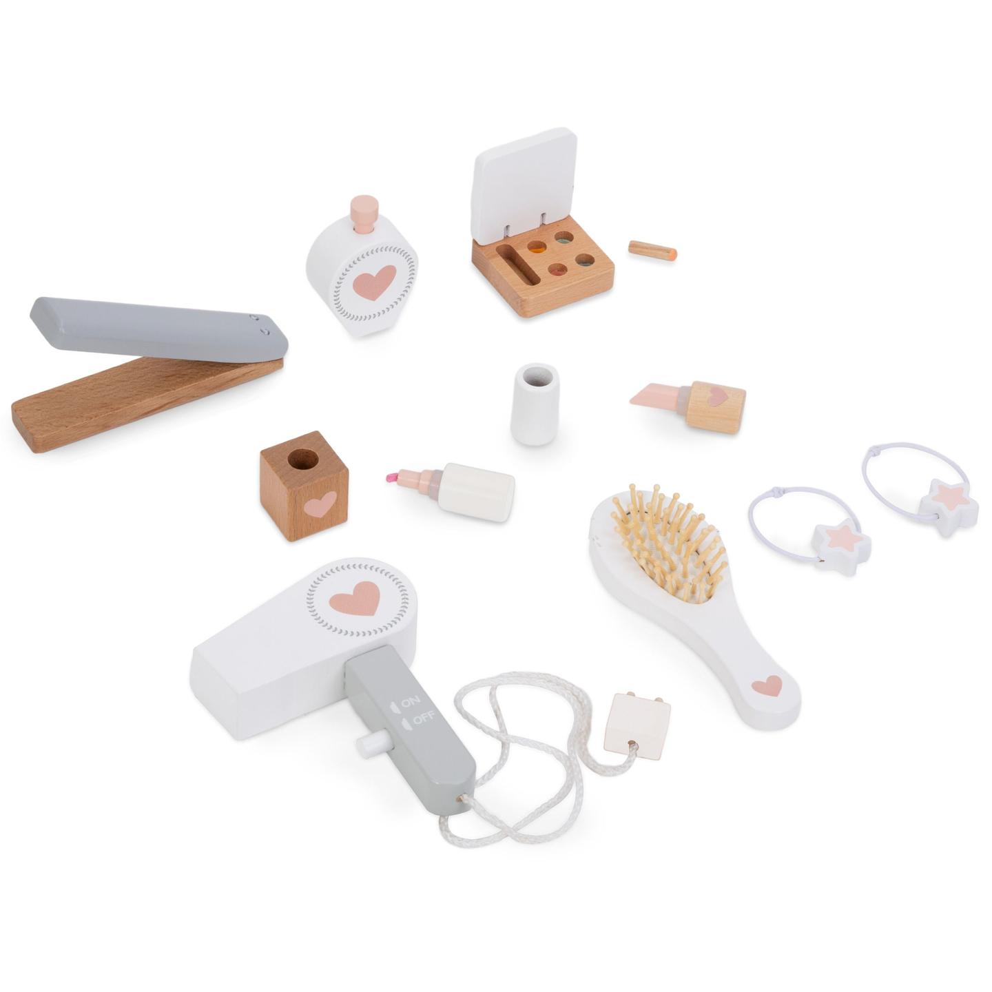 Medinis tualetinis staliukas su taburete ir priedais