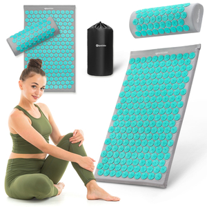 Akupresūros kilimėlis su pagalvėle ir užvalkalu – 72 cm „HyperMotion“ pilkai mėtinis