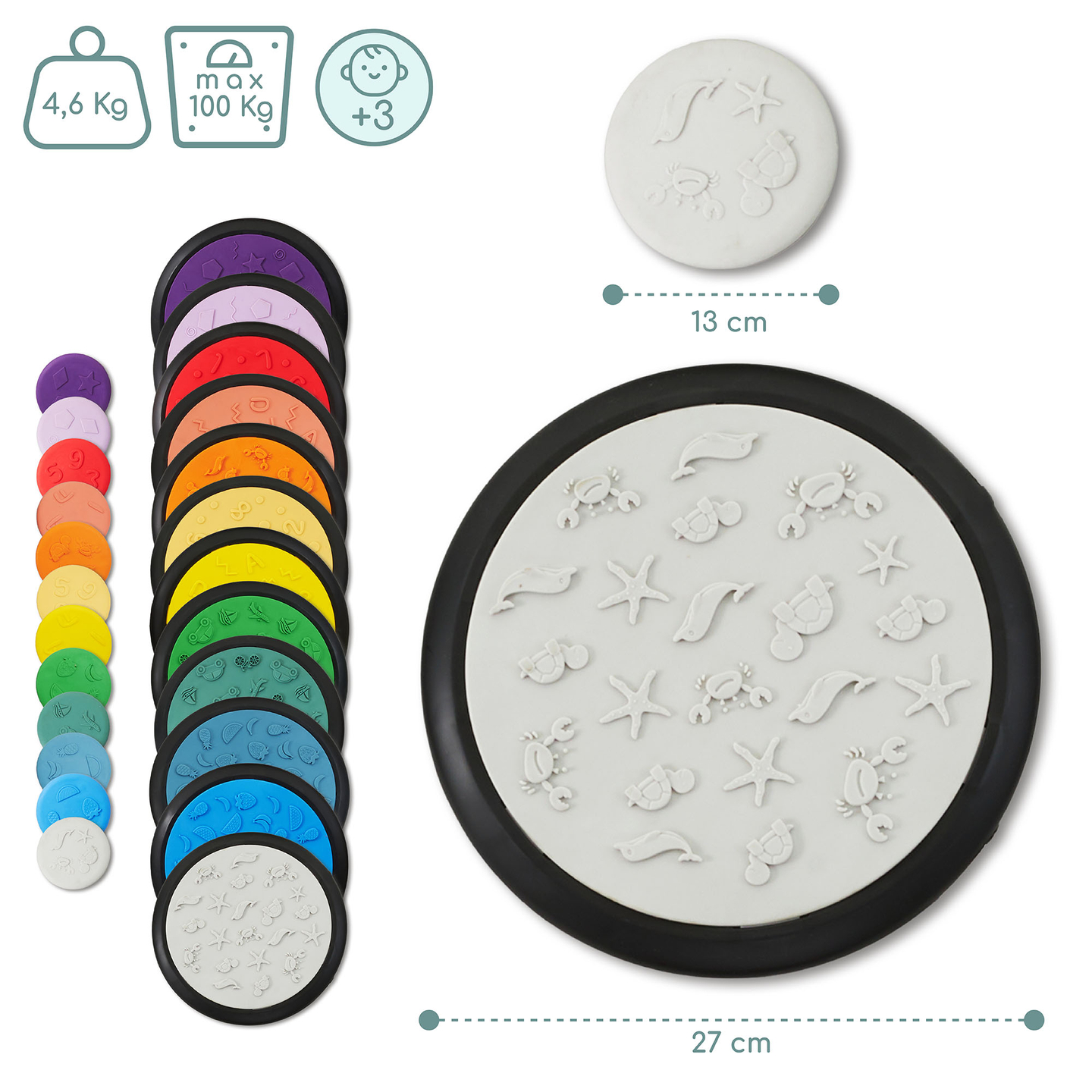 Spalvoti sensoriniai diskai vaikams - 24 vienetai