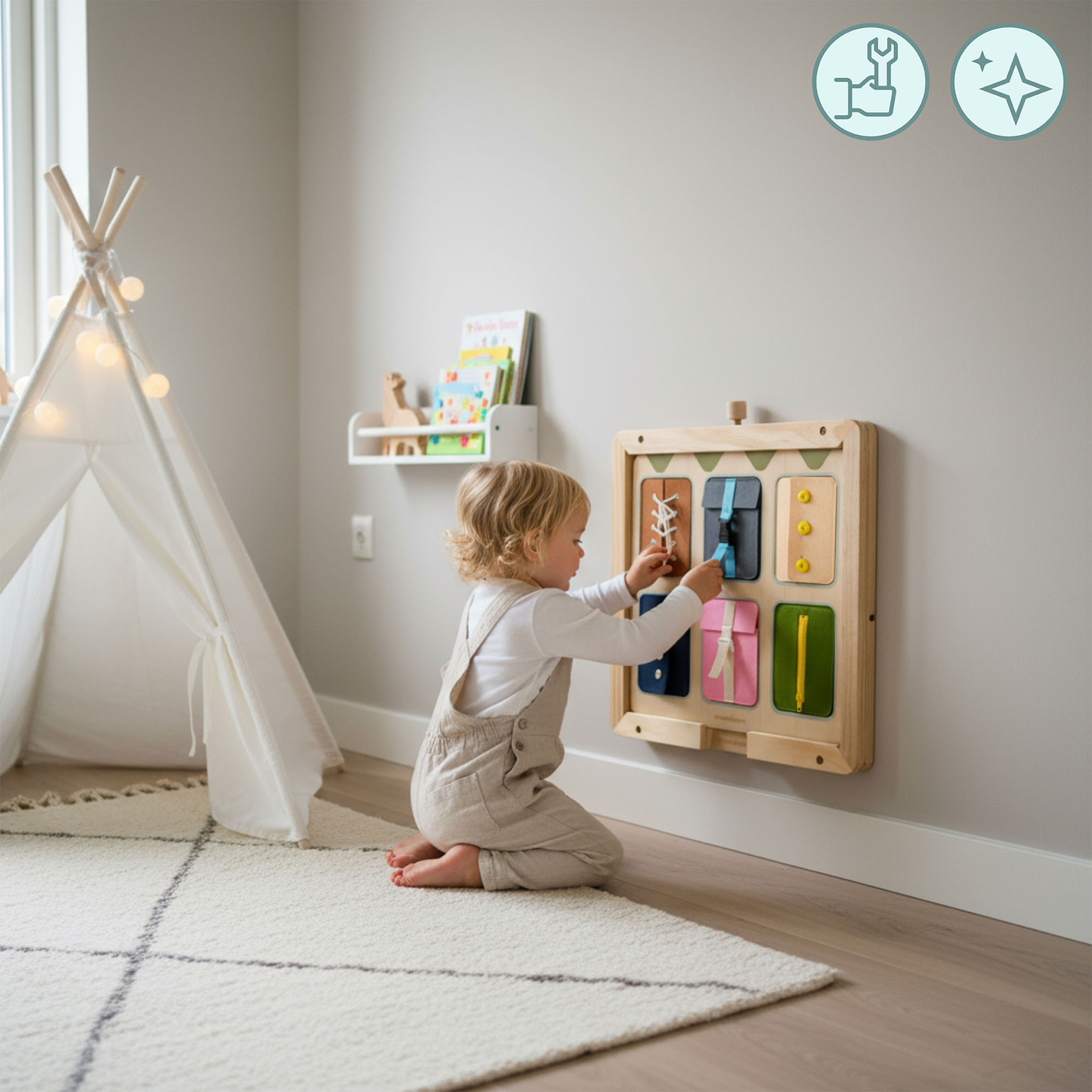 Medinis sieninis rėmas – skirtas „Mamabrum“ edukacinių lentų tvirtinimui