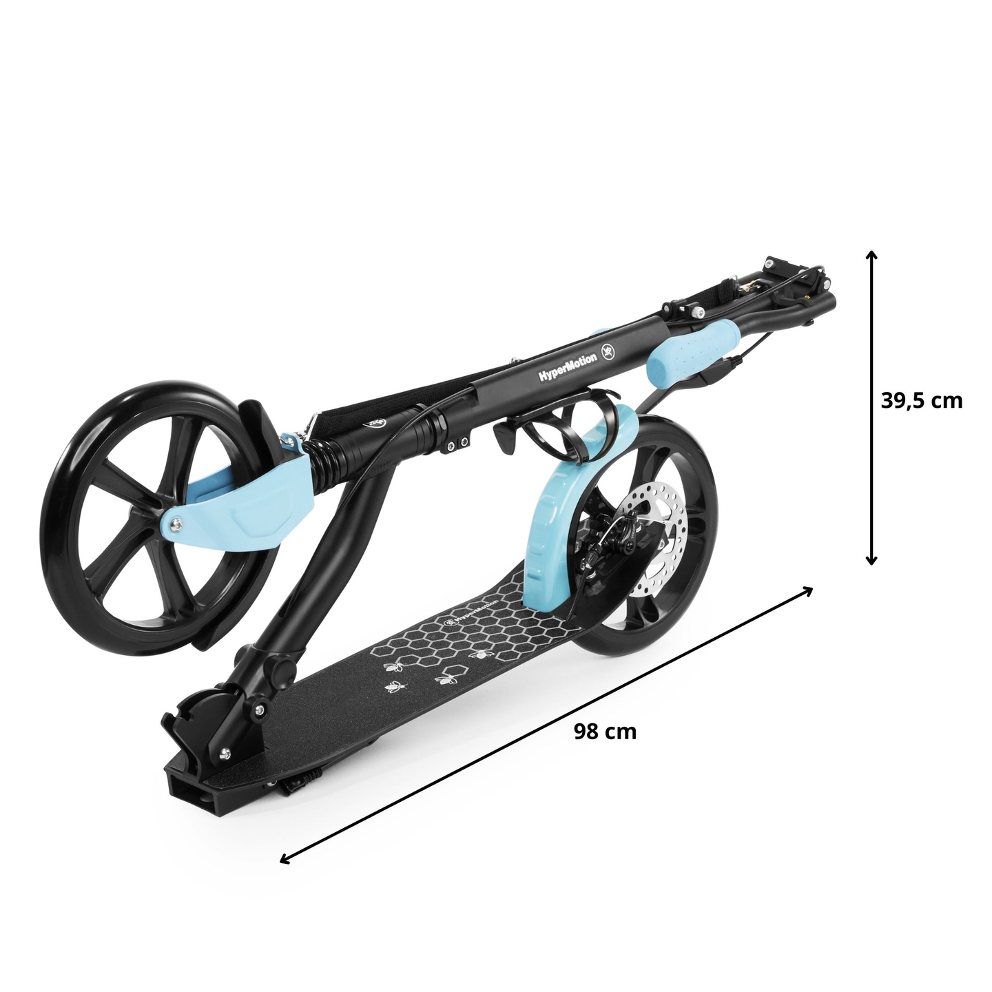 Dviejų ratų miesto motoroleris HONEYBEE Blue HyperMotion 100kg - pilnas aliuminis, dideli 250 mm ratai