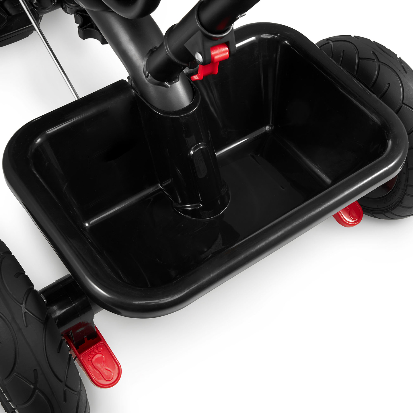 Triratukas 1-4 metų vaikams - TOBI FREY - pilka spalva - pasukamas - pompiniai ratai + stūmiklis