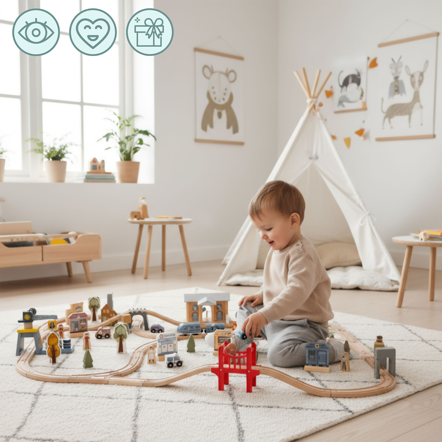 Medinis miesto geležinkelis su elektriniu traukiniu – judančiu kranu, laivu, tiltais