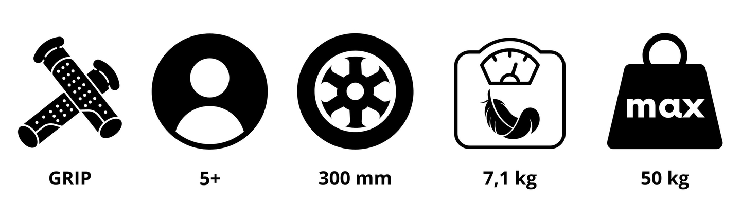 "HyperMotion VIVA 12" paspirtukas (30 cm ratai su pompa) - Juodas