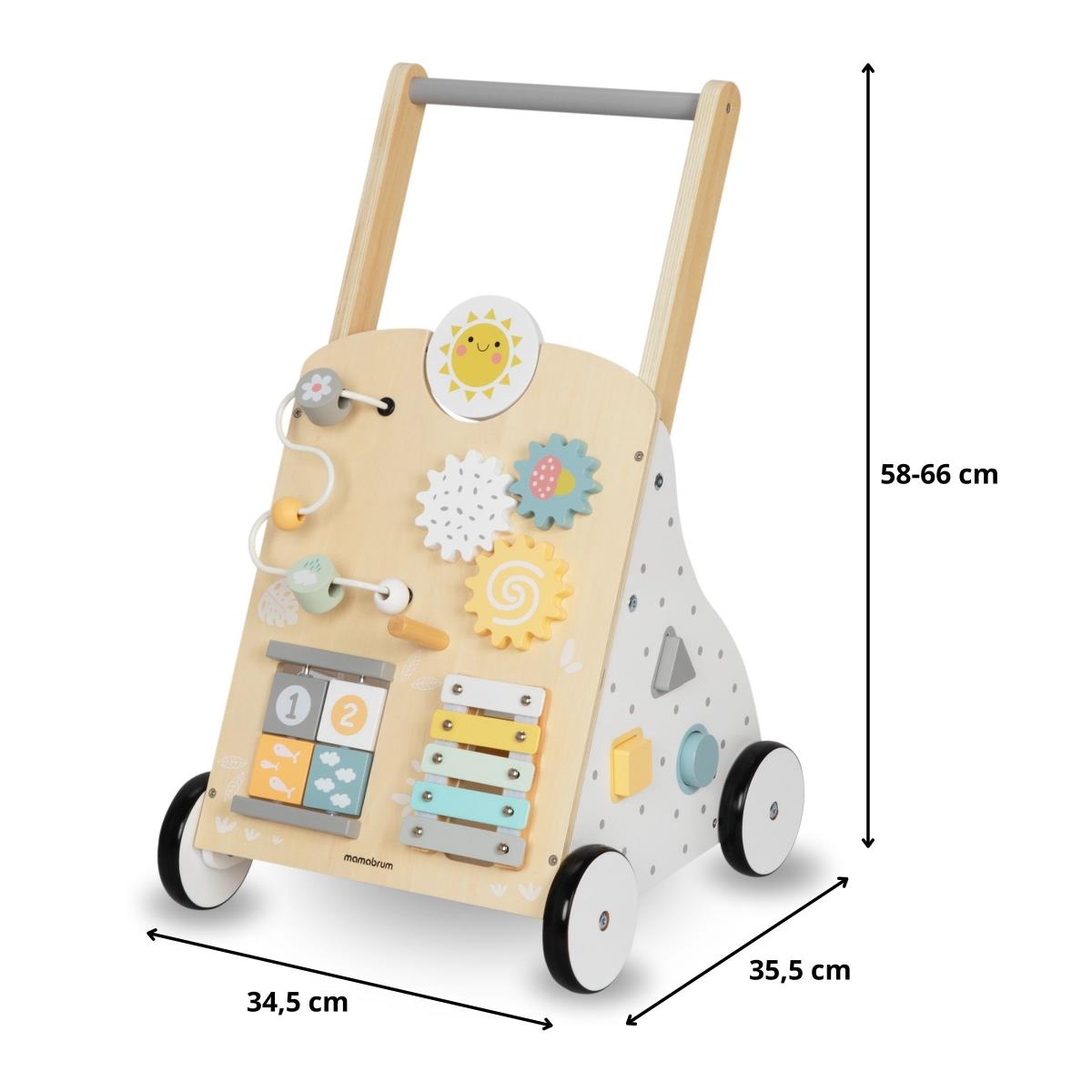 Edukacinė medinė vaikštynė 8in1 / kūdikių stumdyklė - manipuliacinė lenta