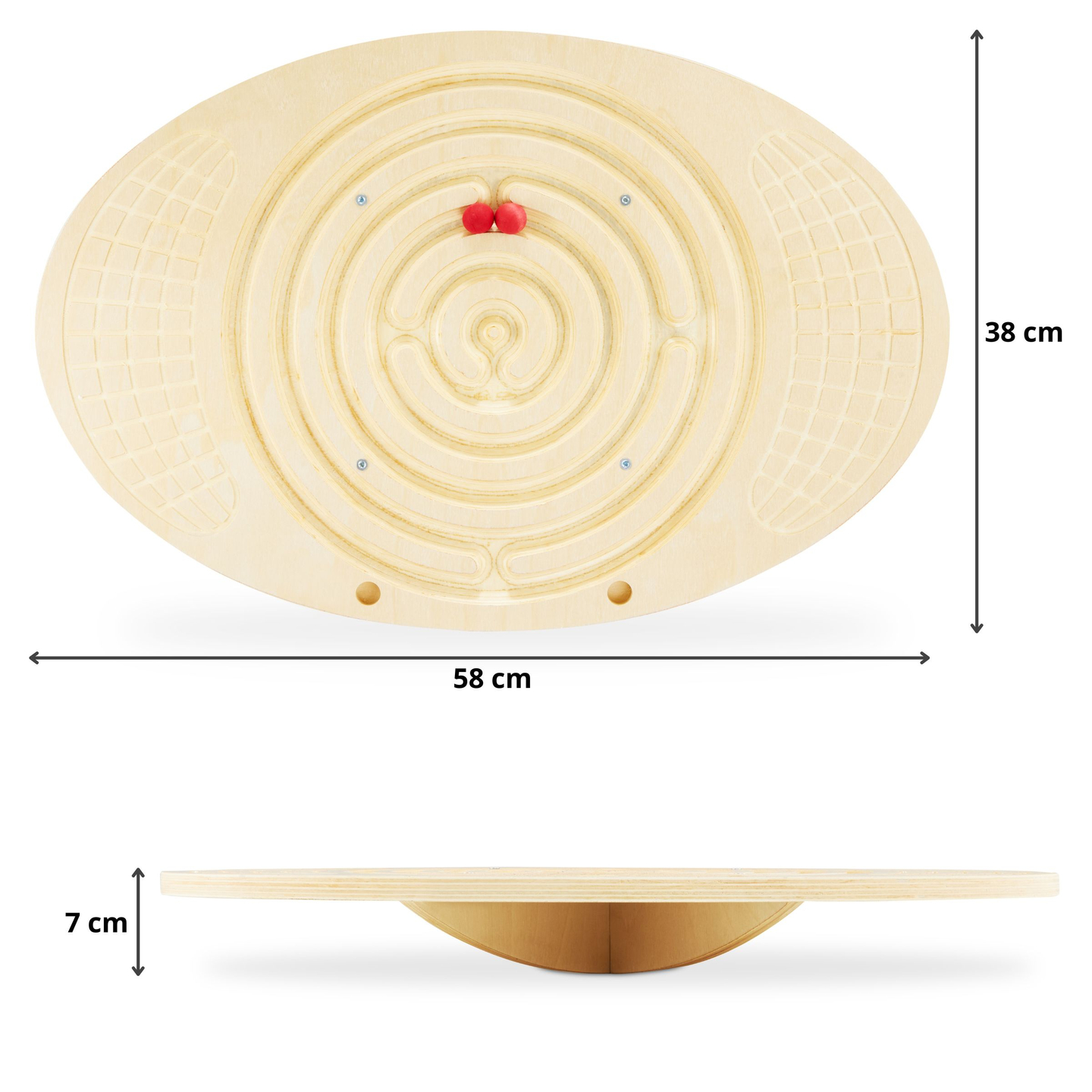 Medinė pusiausvyros lenta su labirintu ir kamuoliukais - balansavimo lenta