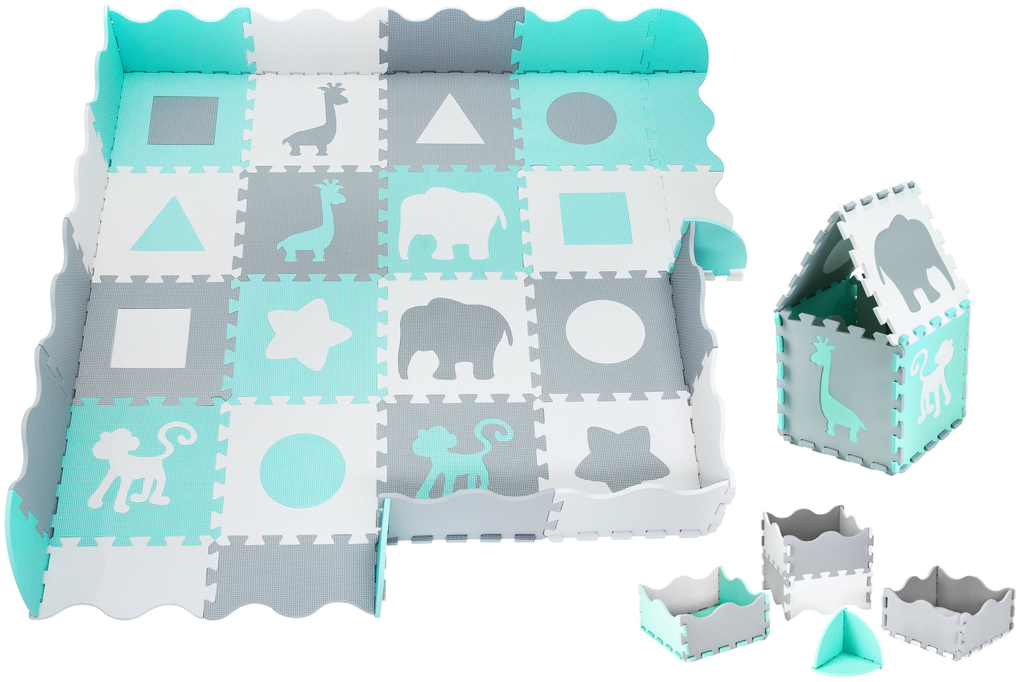 Putų kilimėlis XL 150 x 150 x 1 cm su apvadu - EVA putos - mėtų spalvos