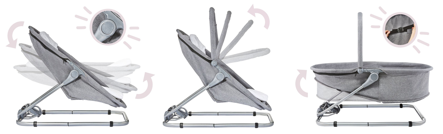 Šezlongas + plūduriavimo sėdynė + vaikiška lovytė 3 viename - Moby-System MILA