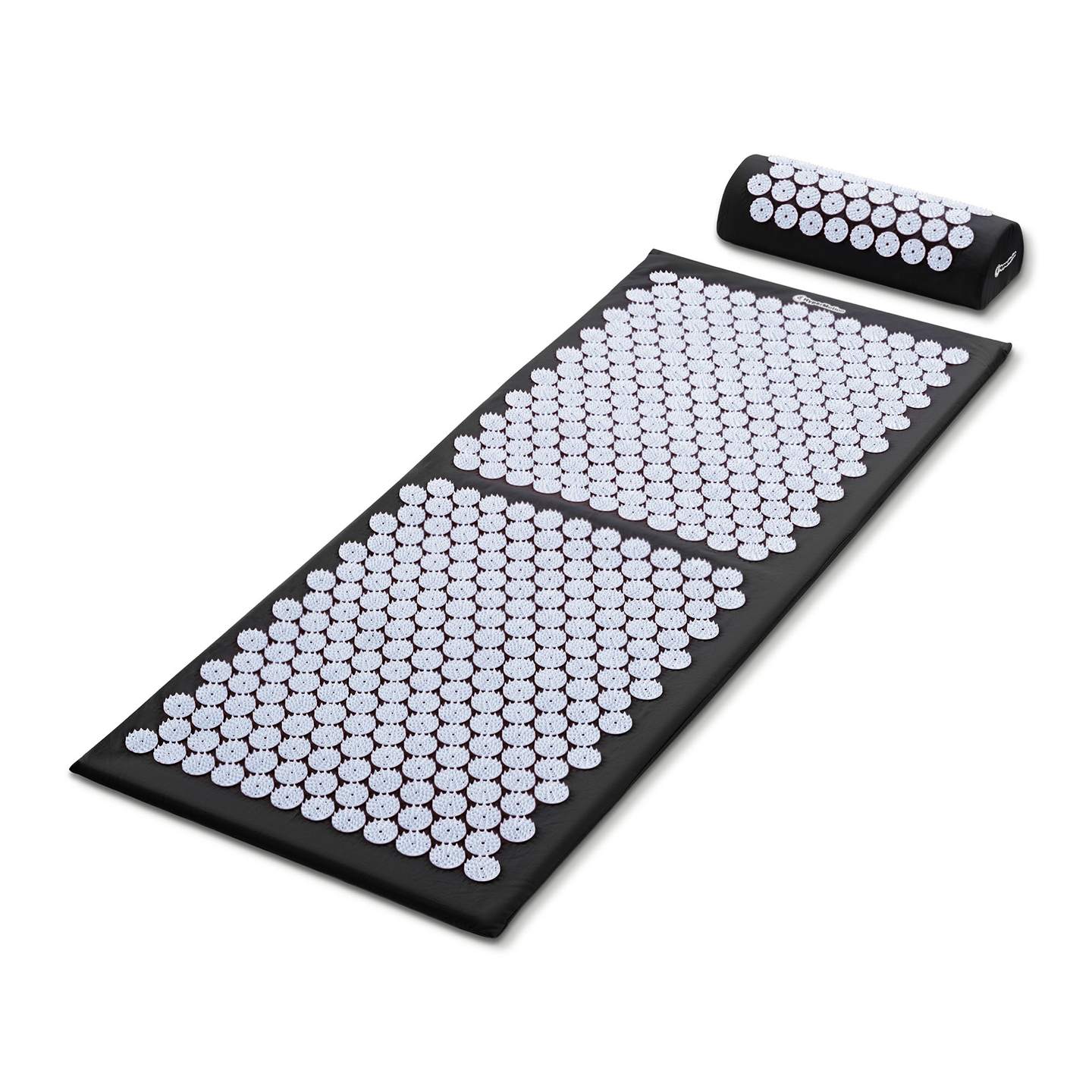 Didelis akupresūros kilimėlis su pagalvėle ir užvalkalu – 130 cm „HyperMotion“ juodos ir baltos spalvos
