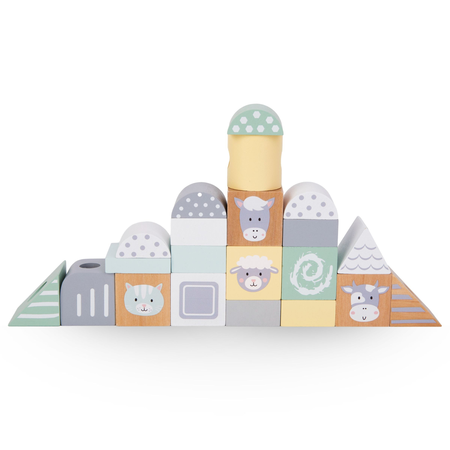 Medinis traukinys su blokeliais berniukui - Ūkis