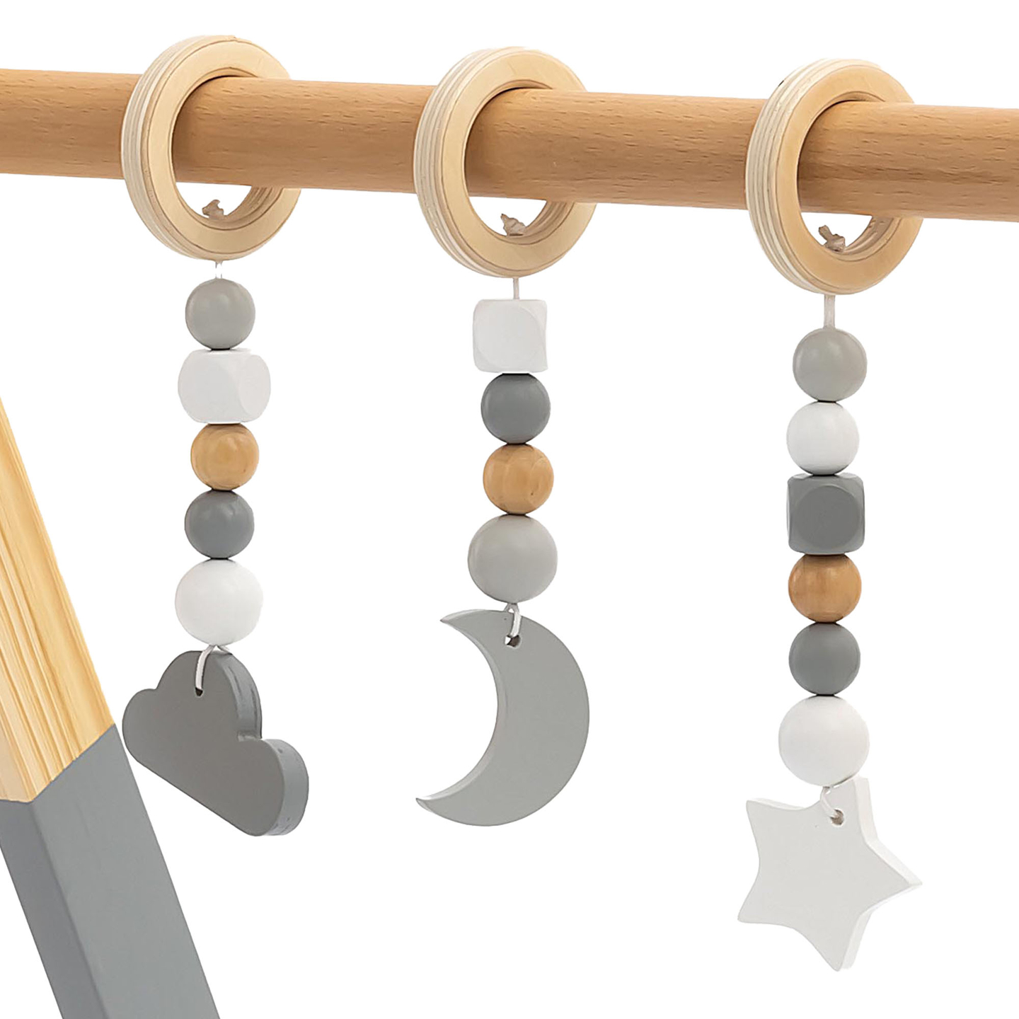 "Baby Gym" medinis lavinimo stendas - pilka spalva