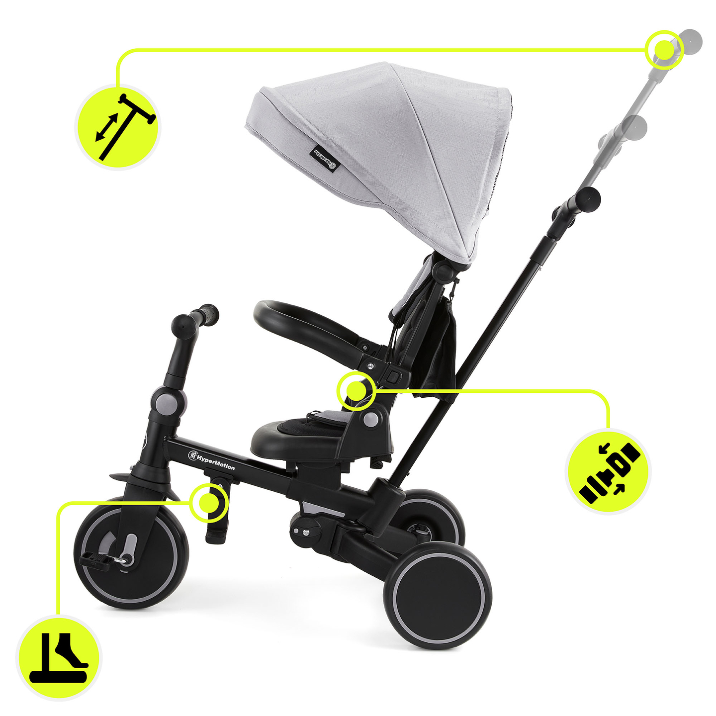 8in1 daugiafunkcinis triratis TOBI FOREST - pilkas