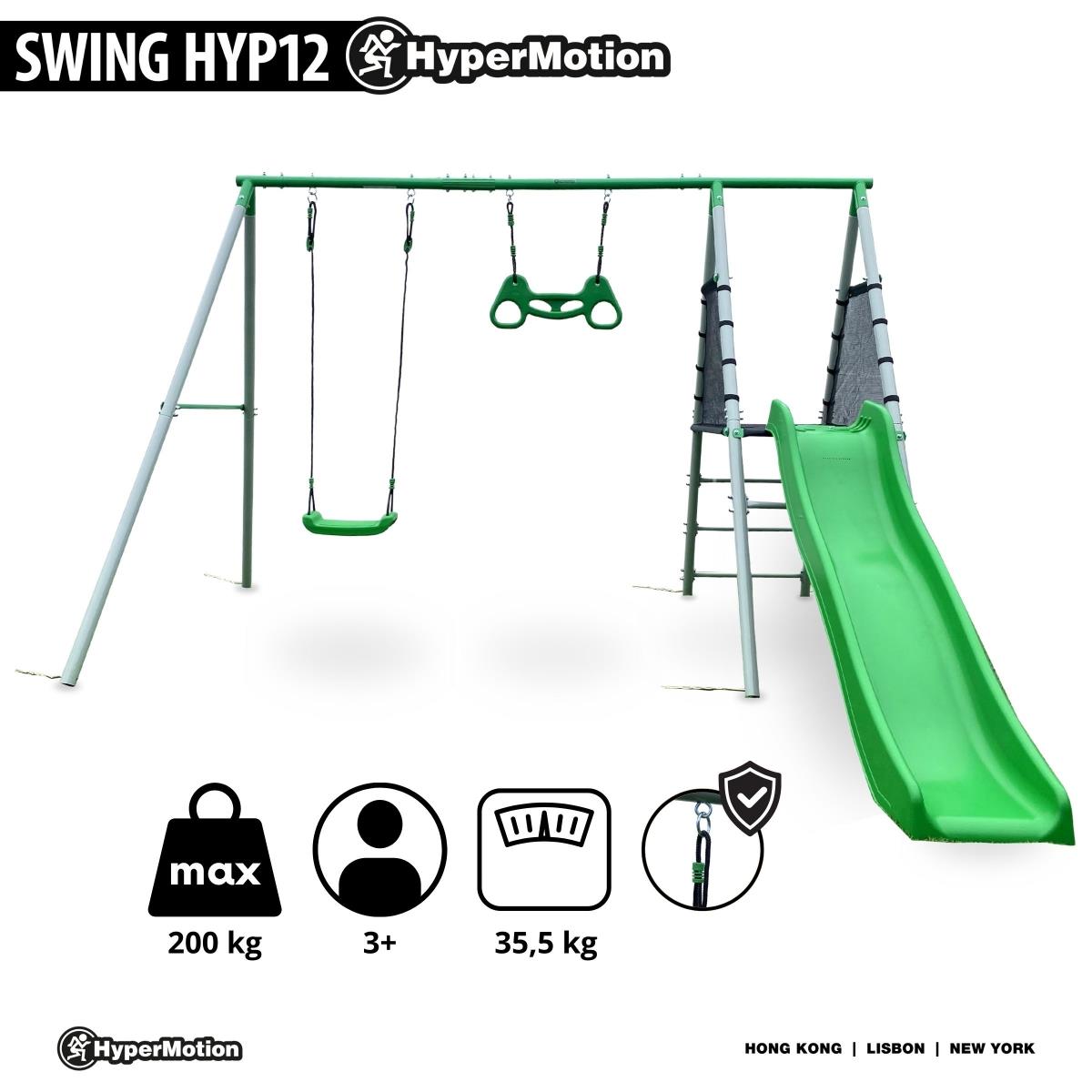 XXL sodo žaidimų aikštelė vaikams su sūpynėmis, gimnastikos trapecija ir čiuožykla