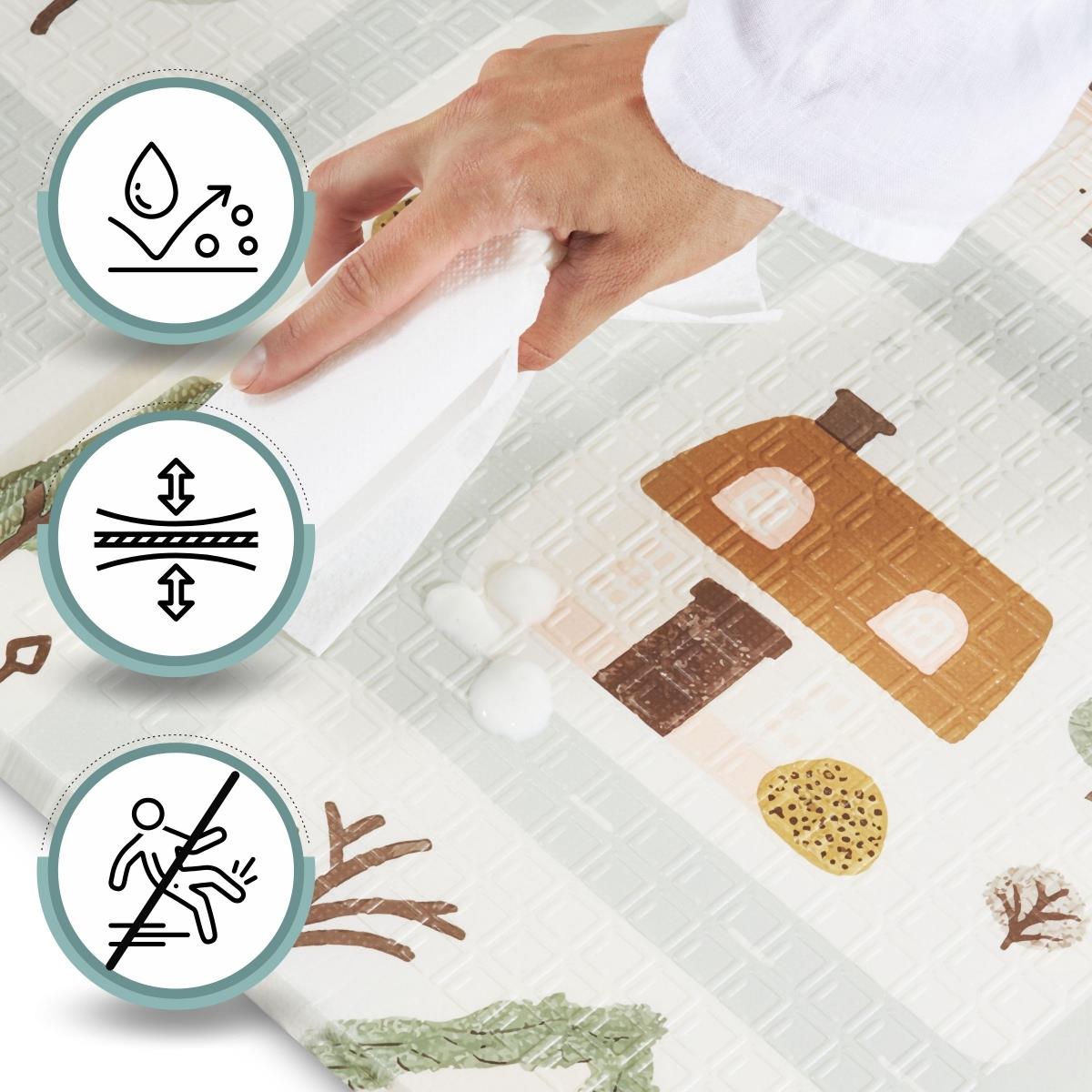 Dvipusis sulankstomas putplasčio kilimėlis 180 x 120 x 1 cm - Charming Town/Sand Beige