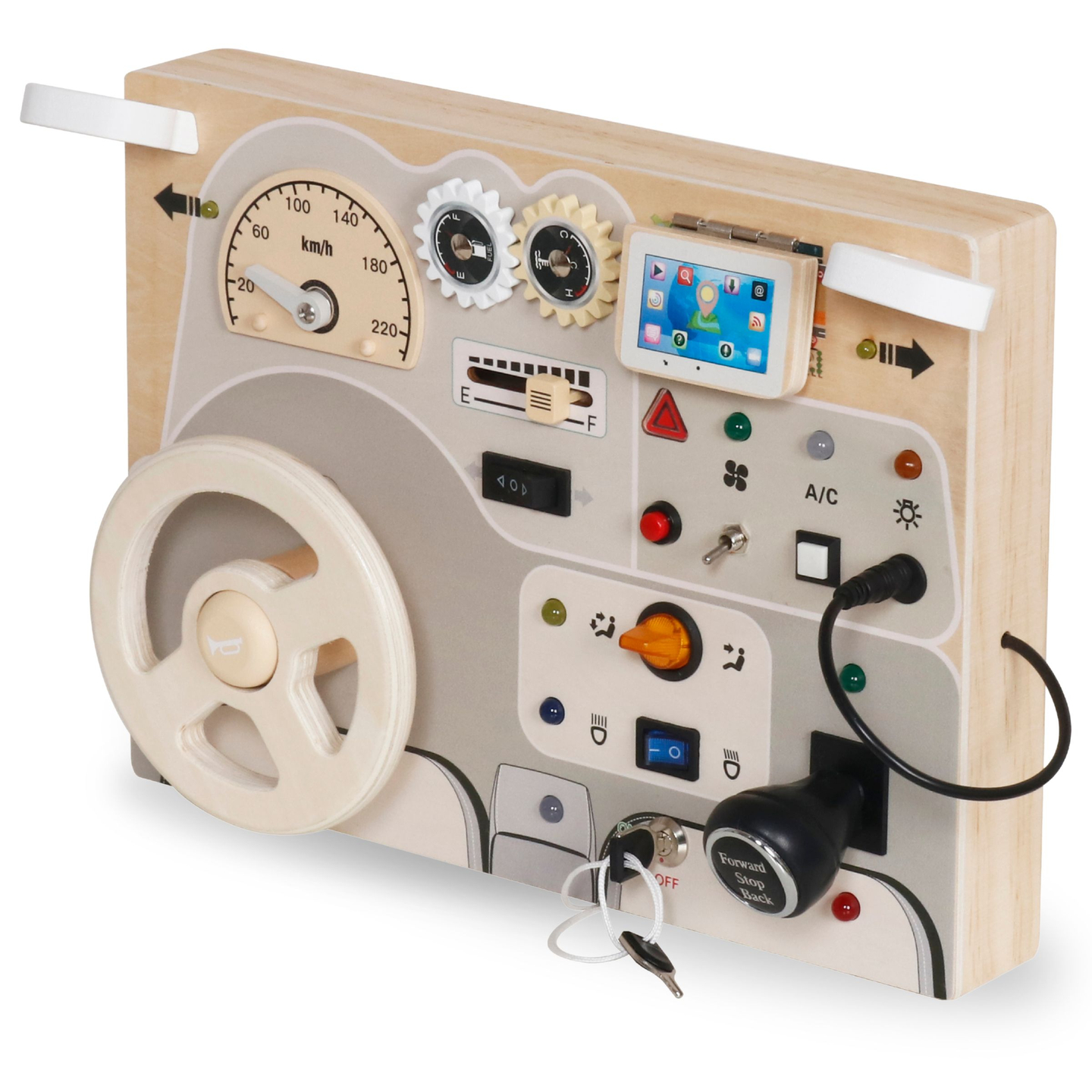 Montessori medinė žaidimų lenta mažiems vaikams - automobilio prietaisų skydelis