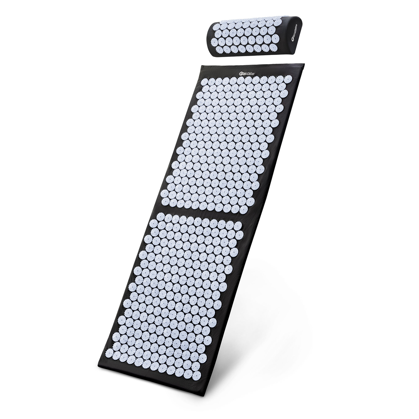 Didelis akupresūros kilimėlis su pagalvėle ir užvalkalu – 130 cm „HyperMotion“ juodos ir baltos spalvos