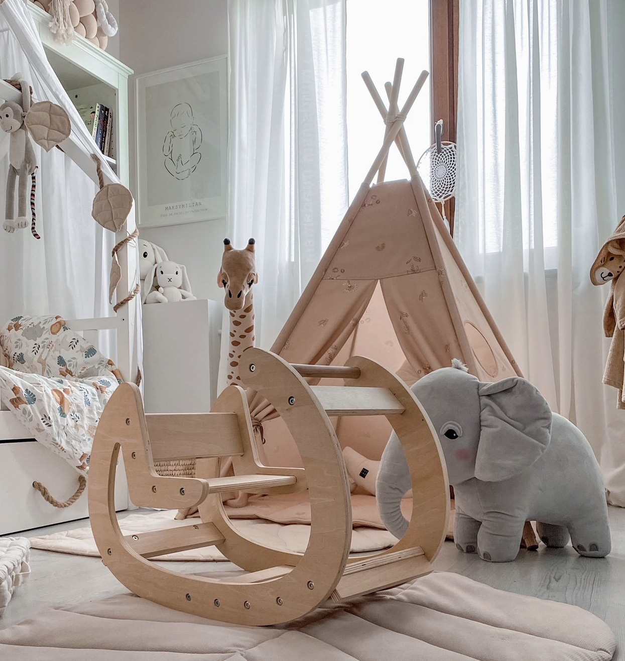 Montessori medinė žaidimų aikštelė - natūralaus medžio supynės - nuo 12 mėn.