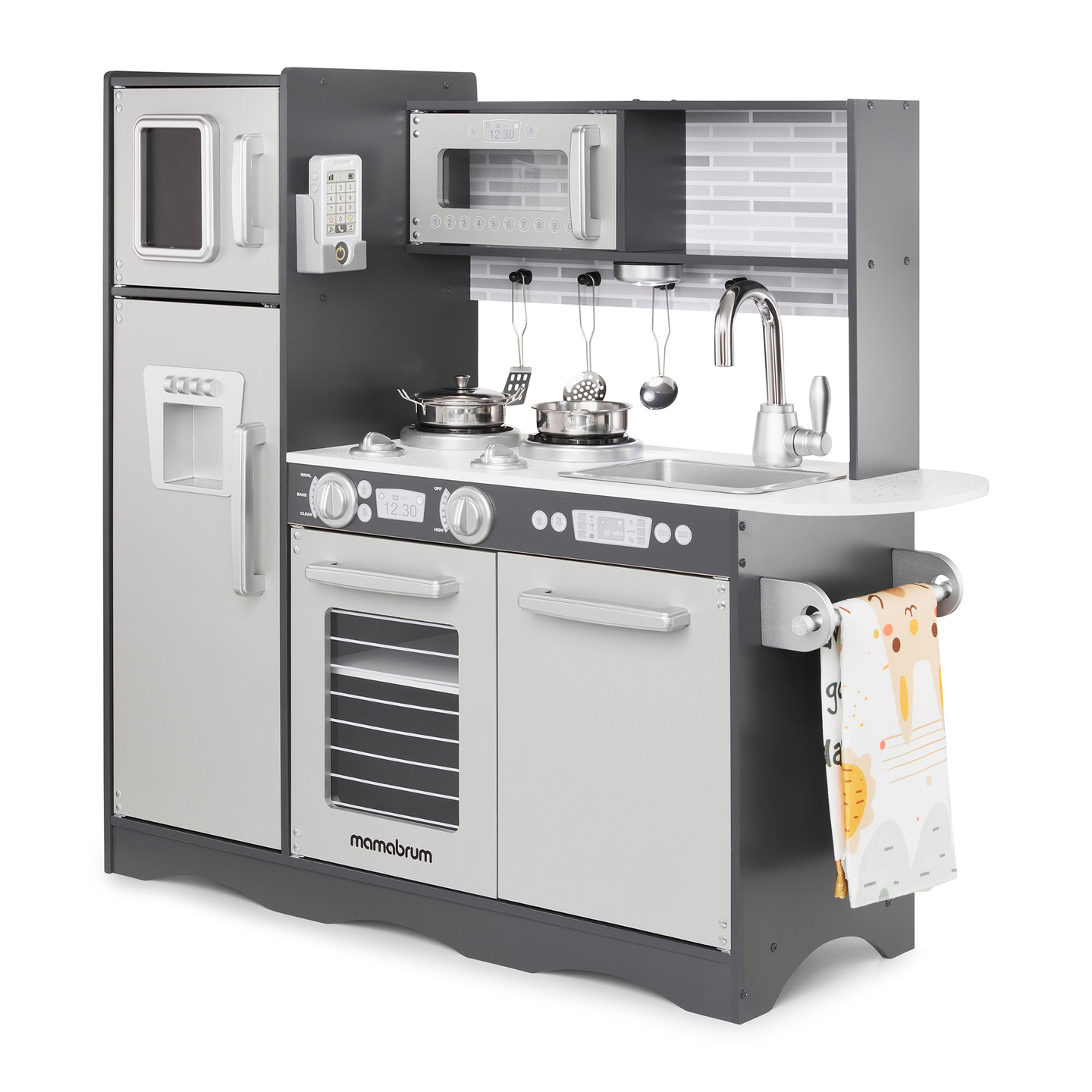 XXL medinė virtuvė su LED apšvietimu, prijuoste ir priedais