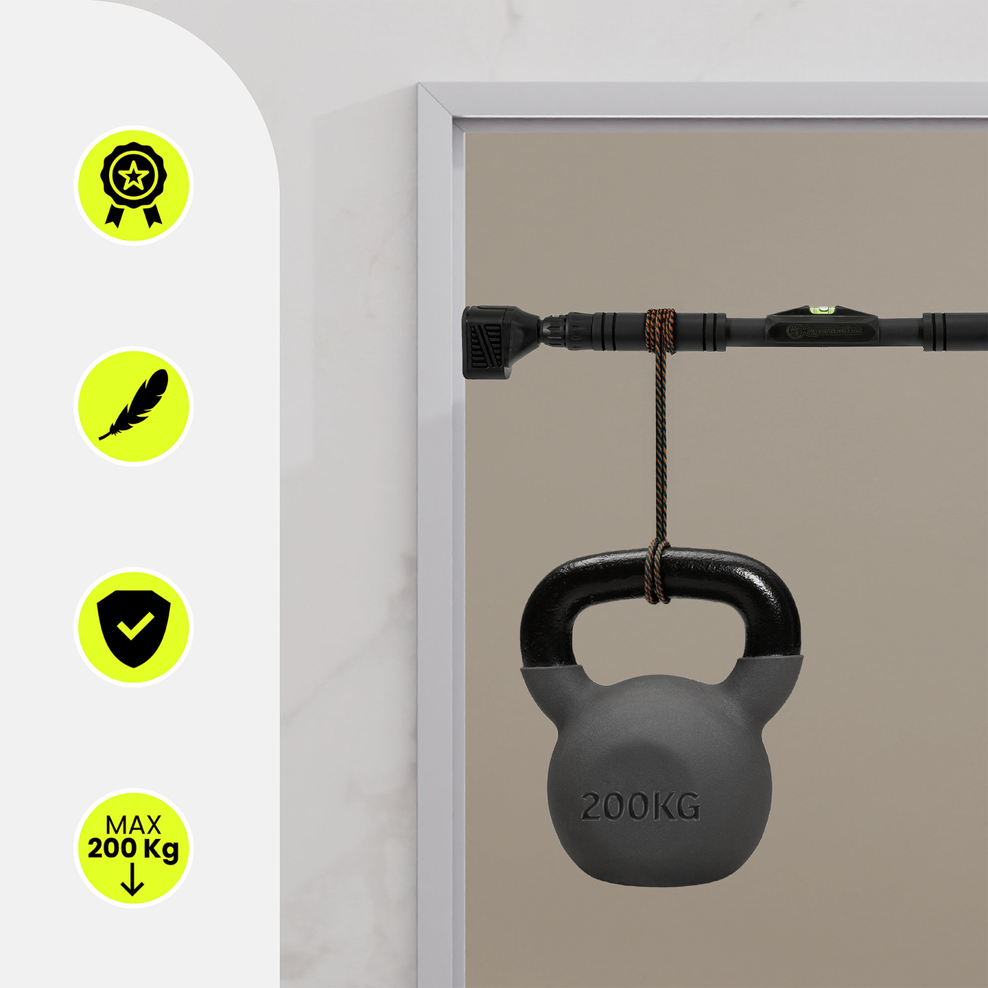 HyperMotion reguliuojamas prisitraukimų skersinis 74–100 cm, 200 kg, juodas