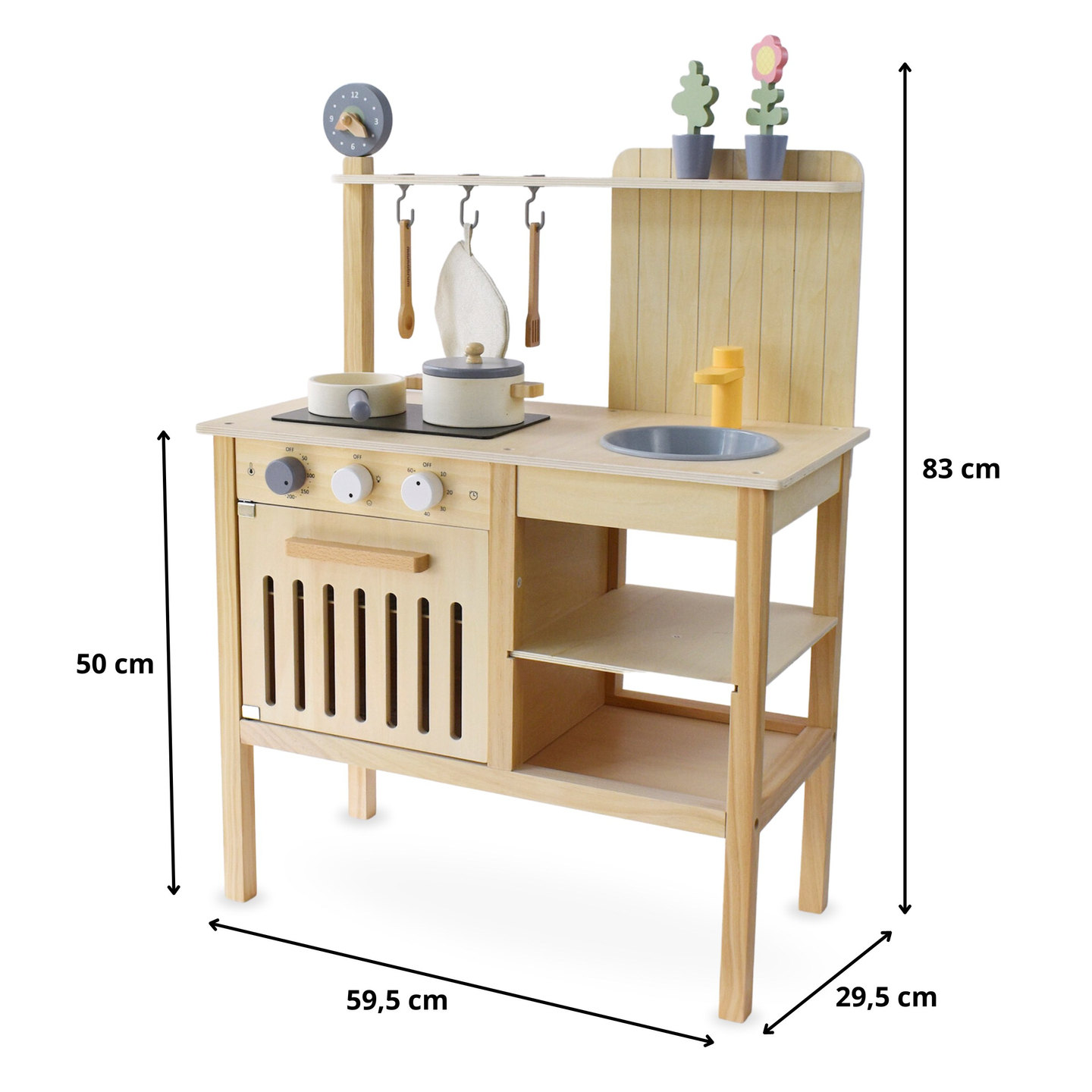 Medinė sodo virtuvė su priedais - natūralus boho