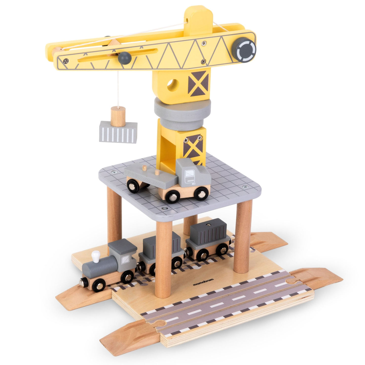 Mobilusis uosto kranas su magnetine gervute ir priedais - medinis rinkinys